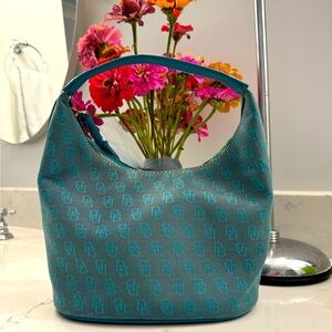 💥NWOT DOONEY & BOURKE SIGNATURE HOBO PURSE TURQUOISE & LEATHER